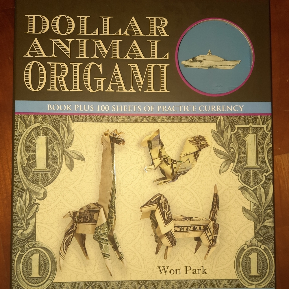 New Dollar Animal Origami book with 100 sheers practice currency paper